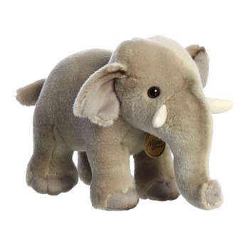 Realistic Stuffed Asian Elephant 9.5 Inch Miyoni Plush by Aurora