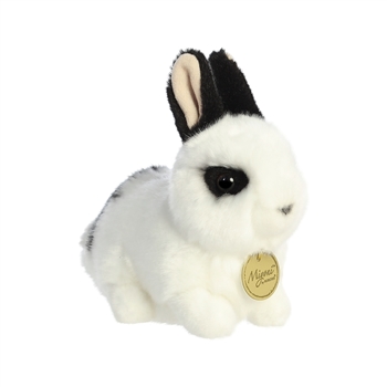 Realistic 8 Inch Stuffed Black and White Rex Rabbit Miyoni Plush by Aurora