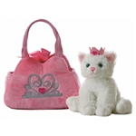 Fancy Pals Plush Pink Pet Carrier with Plush White Cat by Aurora
