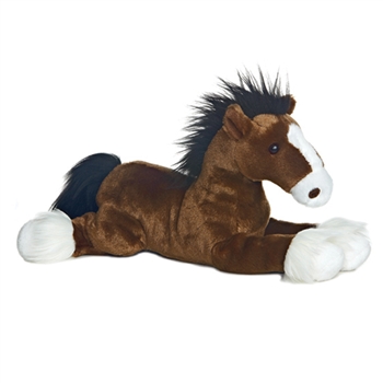 Captain the Stuffed Clydesdale 12 Inch Lying Plush Horse by Aurora