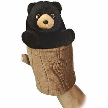 Pop Up Plush Black Bear Puppet by Aurora