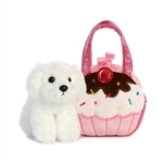 Fancy Pals Plush Dog with Sweets Pink Cupcake Bag by Aurora