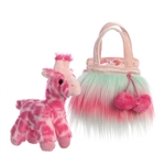 Fancy Pals Plush Pink Giraffe with Furries Sunrise Bag by Aurora