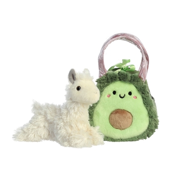 Fancy Pals Plush Llama with Avocado Bag by Aurora