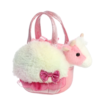 Fancy Pals Plush Pink Cow with Sweets Rainbow Pink Bag by Aurora