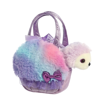 Fancy Pals Plush Purple Sloth with Sweets Rainbow Purple Bag by Aurora