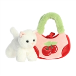 Fancy Pals Plush White Kitty with Cherry Bag by Aurora