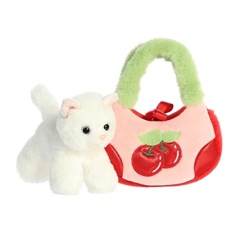 Fancy Pals Plush White Kitty with Cherry Bag by Aurora