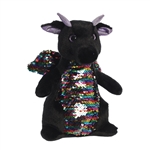 Black Plush Dragon with Reversible Rainbow Sequins by Aurora