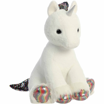 Jumbo Sitting White Plush Unicorn with Reversible Rainbow Sequins by Aurora