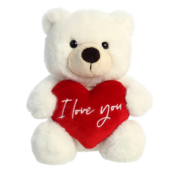 Jolie Cream Plush Bear with I Love You Heart by Aurora