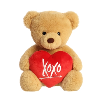 Medium Teddy Bear with Plush XOXO Heart by Aurora