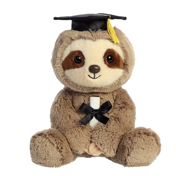 Stuffed Sloth with Graduation Cap and Diploma by Aurora