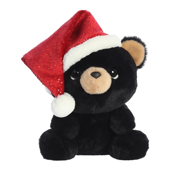 Button the Plush Black Bear with Santa Hat by Aurora