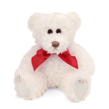 Lil Scraggles the White Teddy Bear with Bow by First and Main