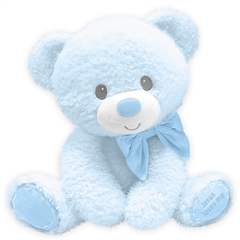 Jesus Loves Me Baby Safe Blue Plush Bear by First and Main