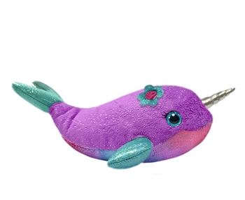 Nahla the Sparkly Purple Stuffed Narwhal 10 Inch by First and Main