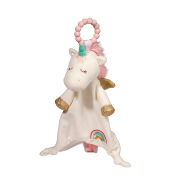 Emilie Unicorn Baby Safe Plush Lovey with Teether Ring by Douglas