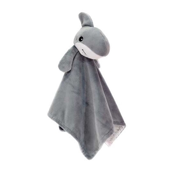 Huggy Huggables Baby Safe Plush Shark Blankie with Rattle by Fiesta