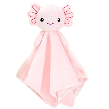 Huggy Huggables Baby Safe Plush Axolotl Blankie with Rattle by Fiesta