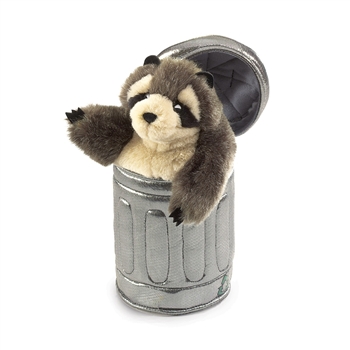 Raccoon in a Garbage Can Stage Puppet by Folkmanis Puppets