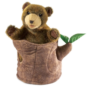 Bear in Tree Stump Hand Puppet by Folkmanis Puppets