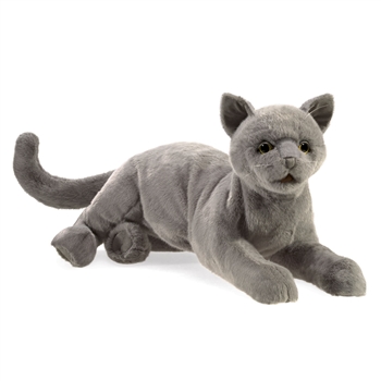 Full Body Purring Gray Cat Puppet by Folkmanis Puppets