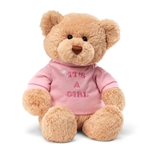 Its a Girl Teddy Bear with Embroidered Pink Shirt by Gund