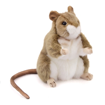 Handcrafted 6 Inch Standing Lifelike Stuffed Brown Mouse by Hansa