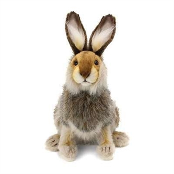 Handcrafted 11 Inch Lifelike Brown Hare Stuffed Animal by Hansa