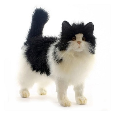 Lifelike Black & White Cat Stuffed Animal, Hansa