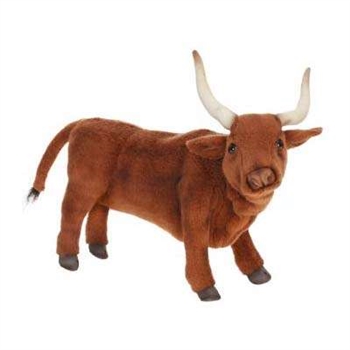 Handcrafted 15 Inch Lifelike Brown Bull Stuffed Animal by Hansa