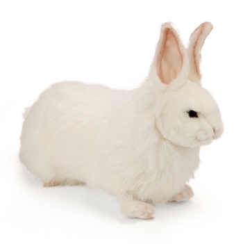 Handcrafted 14 Inch Lifelike White Rabbit Stuffed Animal by Hansa