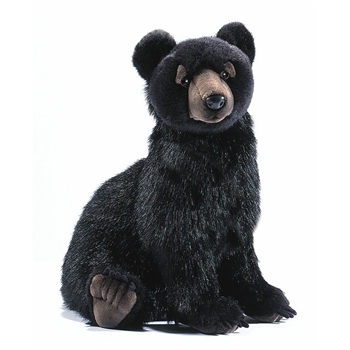 Handcrafted 16 Inch Lifelike Black Bear Cub Stuffed Animal by Hansa