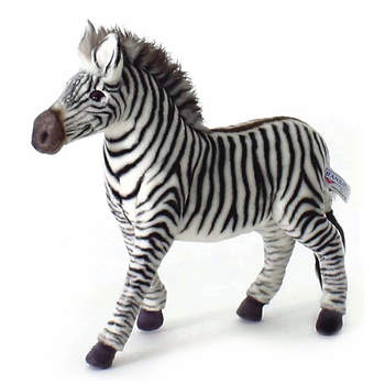 Handcrafted 14 Inch Lifelike Zebra Stuffed Animal by Hansa