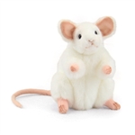 Handcrafted 6 Inch Standing Lifelike Stuffed White Mouse by Hansa