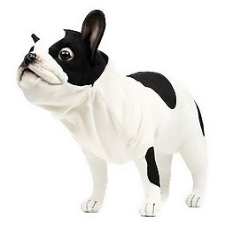 Handcrafted 10 Inch Lifelike Black & White French Bulldog Stuffed Animal by Hansa