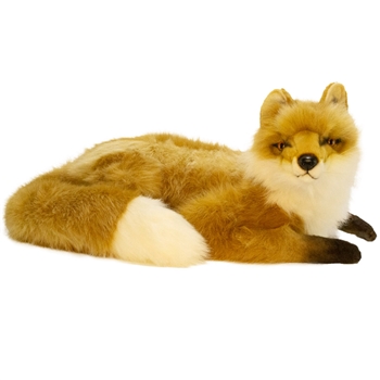 Handcrafted 23 Inch Lifelike Lying Red Fox Stuffed Animal by Hansa