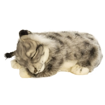 Handcrafted 11 Inch Lifelike Lying Baby Lynx Stuffed Animal by Hansa