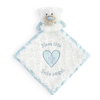 Guardian Angel Baby Safe Plush Blue Bear Blankie by Demdaco