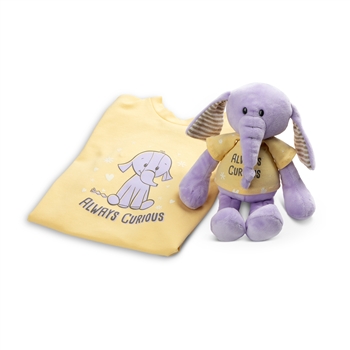Always Curious Plush Elephant with Matching Toddler T-shirt Gift Set by Demdaco