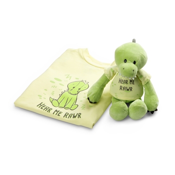 Hear Me Rawr Plush Dinosaur with Matching Toddler T-shirt Gift Set by Demdaco