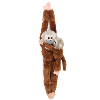 Hanging Stuffed Squirrel Monkey with Baby by Wild Republic