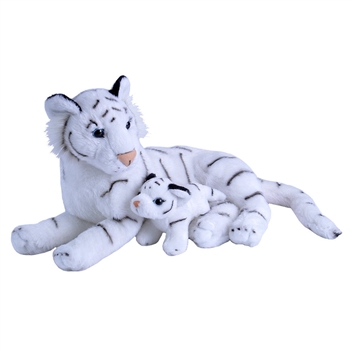 Mom and Baby White Tiger Stuffed Animals by Wild Republic