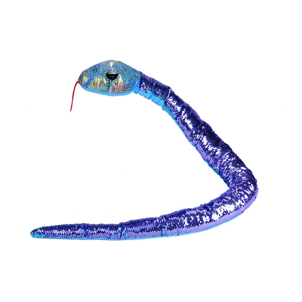 Blue Plush 54 In. Purple Sequin Snake | Wild Republic | Stuffed Safari
