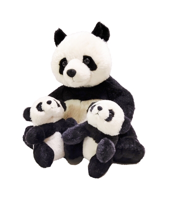 Sitting Stuffed Panda with Two Cubs by Wild Republic