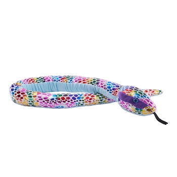 Shiny Dotted Rainbow Stuffed Snake 54 Inch Foilkins by Wild Republic