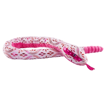 Shiny Pink Blossom Stuffed Snake 54 Inch Foilkins by Wild Republic