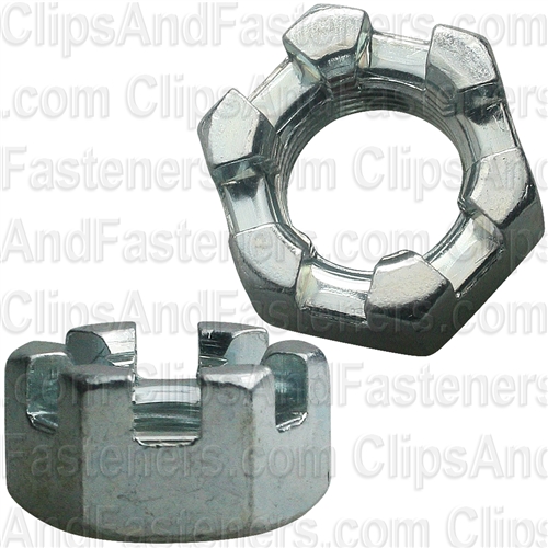 Slotted Finished Hex Nut 1/2"-20 SAE Zinc