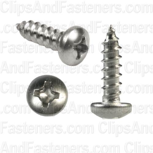 6 X 1/2 Phillips Pan Head Tap Screw 18-8